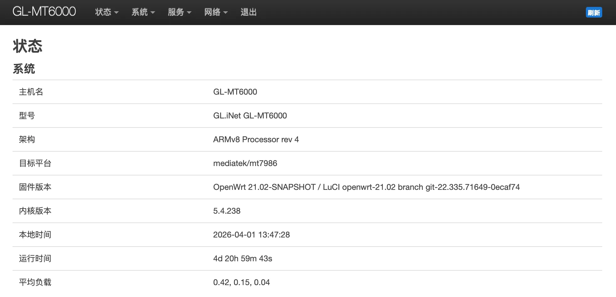 GL iNet MT6000 路由器